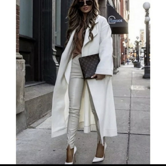 Zara Pants - Faux Leather Cream Pants